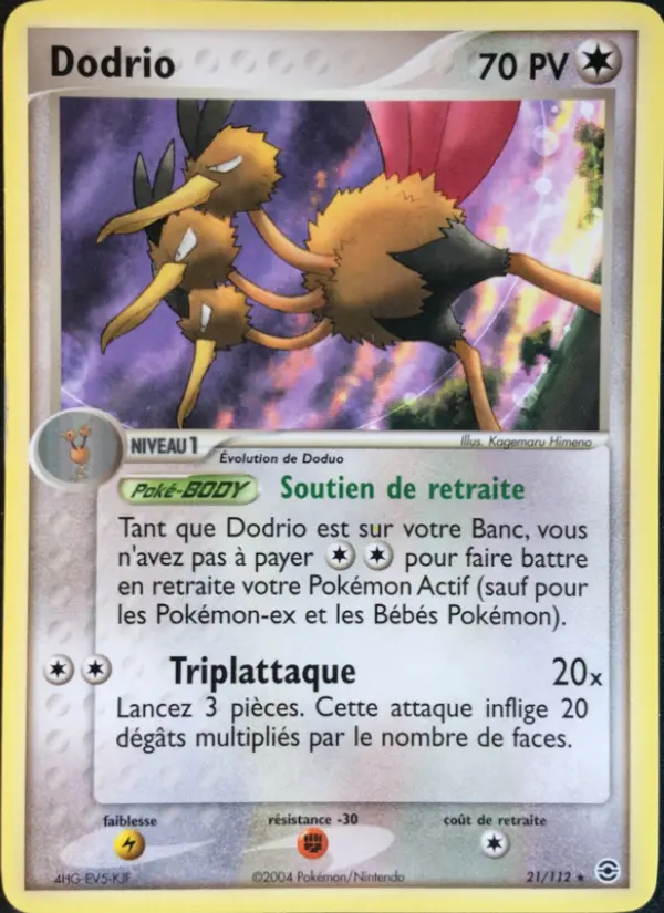 Scan HD carte Pokémon Dodrio 21/112 — EX Rouge Feu & Vert Feuille