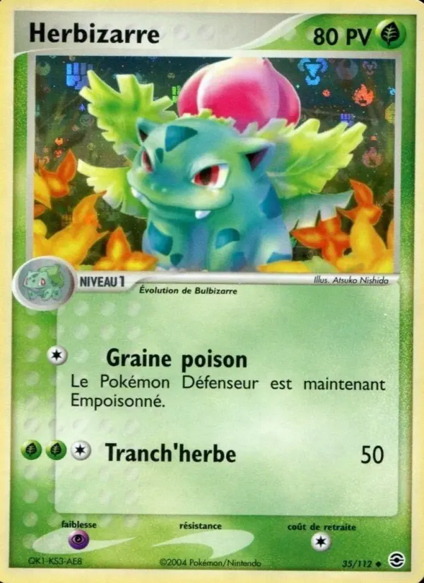 Scan HD carte Pokémon Herbizarre 35/112 — EX Rouge Feu & Vert Feuille