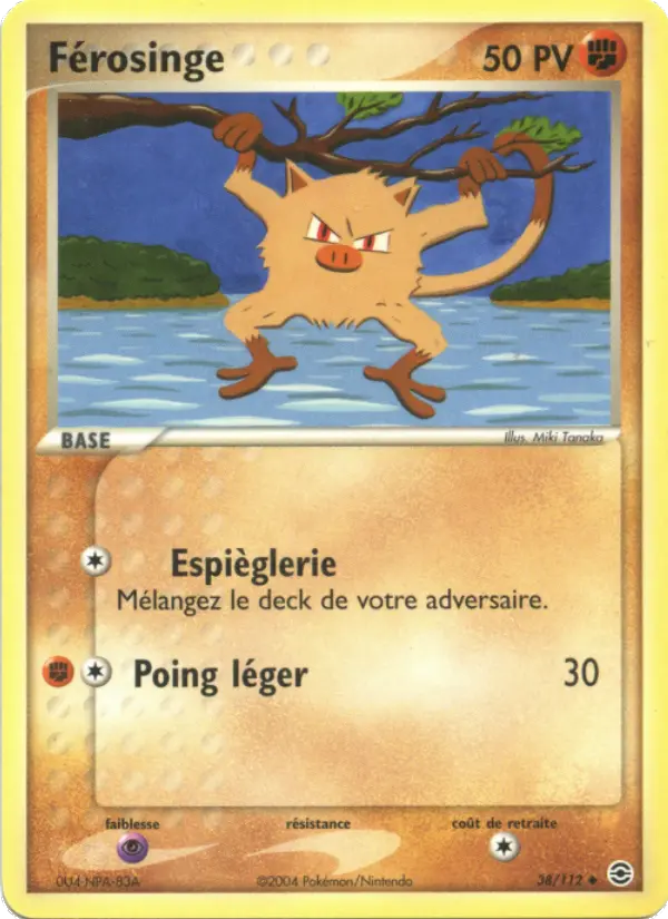 Scan HD carte Pokémon Férosinge 38/112 — EX Rouge Feu & Vert Feuille