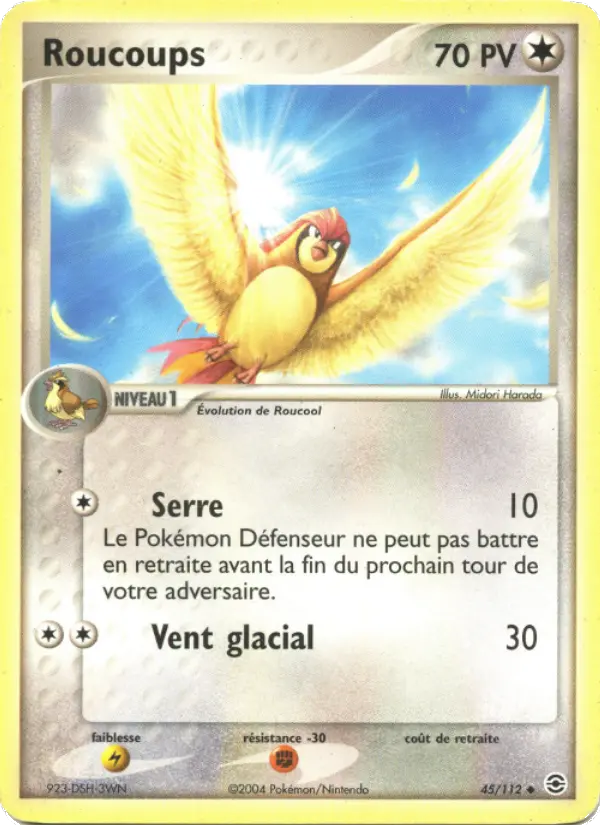 Scan HD carte Pokémon Roucoups 45/112 — EX Rouge Feu & Vert Feuille
