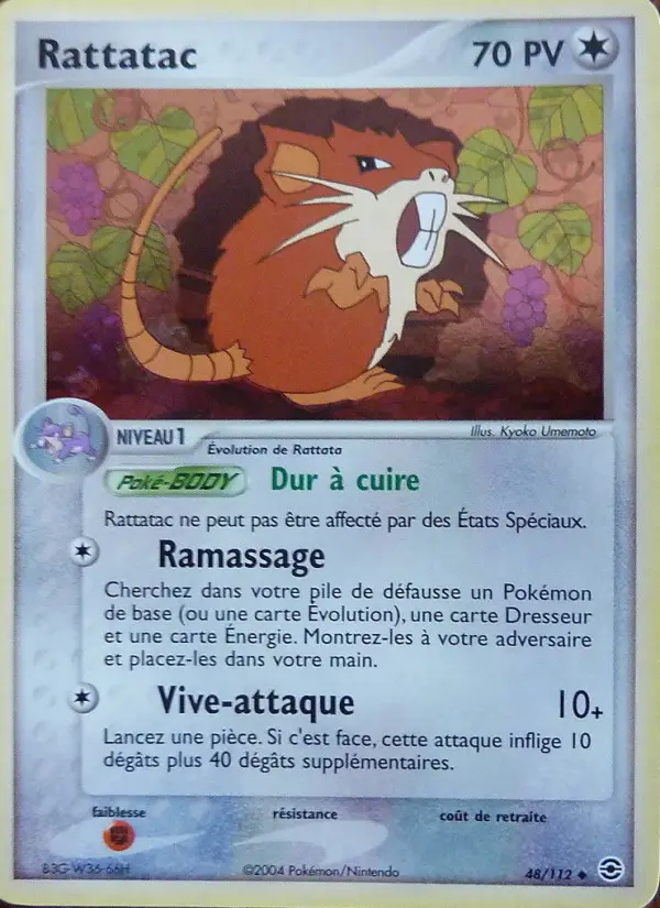 Scan HD carte Pokémon Rattatac 48/112 — EX Rouge Feu & Vert Feuille