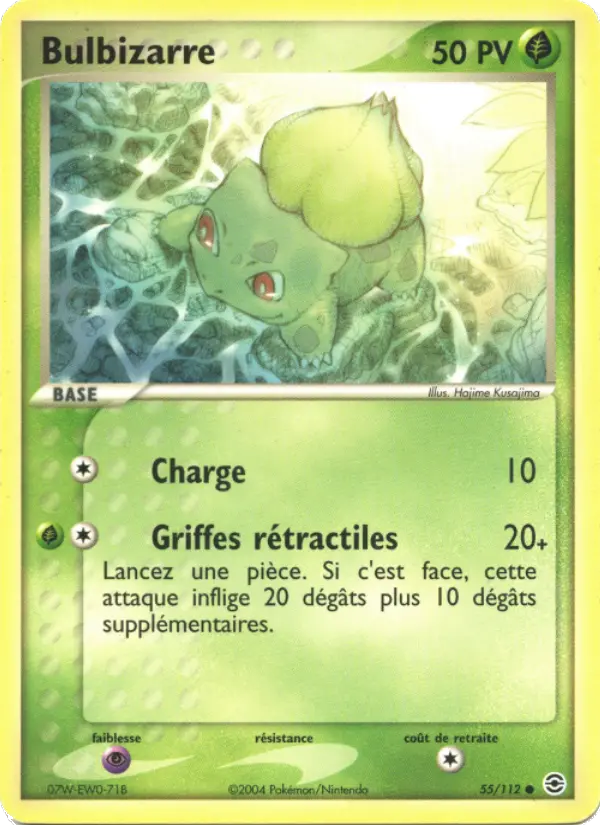 Scan HD carte Pokémon Bulbizarre 55/112 — EX Rouge Feu & Vert Feuille