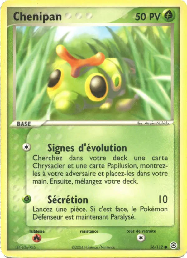 Scan HD carte Pokémon Chenipan 56/112 — EX Rouge Feu & Vert Feuille