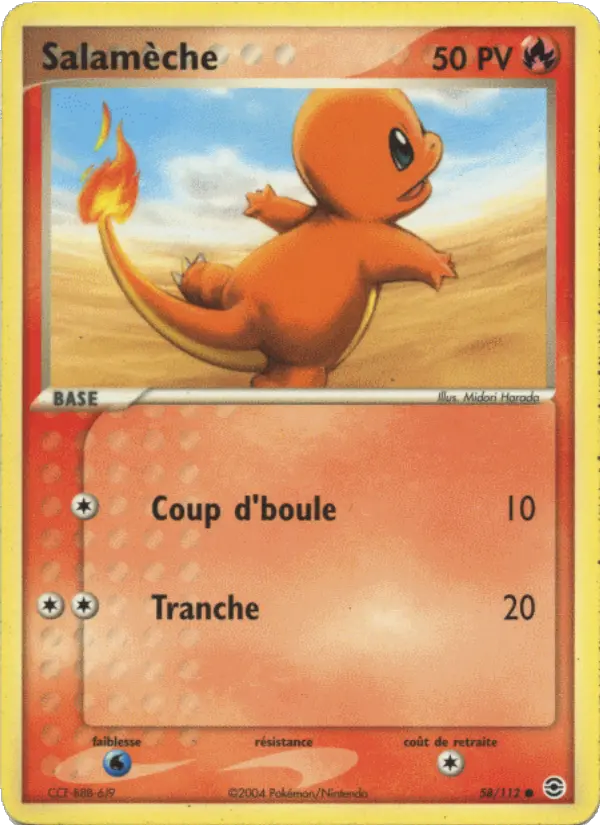 Scan HD carte Pokémon Salamèche 58/112 — EX Rouge Feu & Vert Feuille