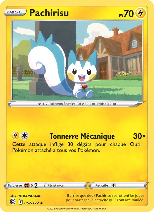 Scan HD carte Pokémon Pachirisu 052/172 — Stars Étincelantes