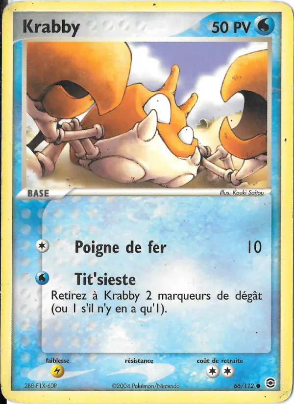 Scan HD carte Pokémon Krabby 66/112 — EX Rouge Feu & Vert Feuille