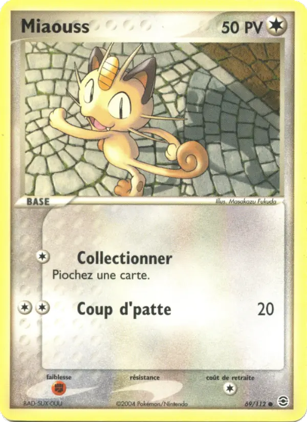 Scan HD carte Pokémon Miaouss 69/112 — EX Rouge Feu & Vert Feuille