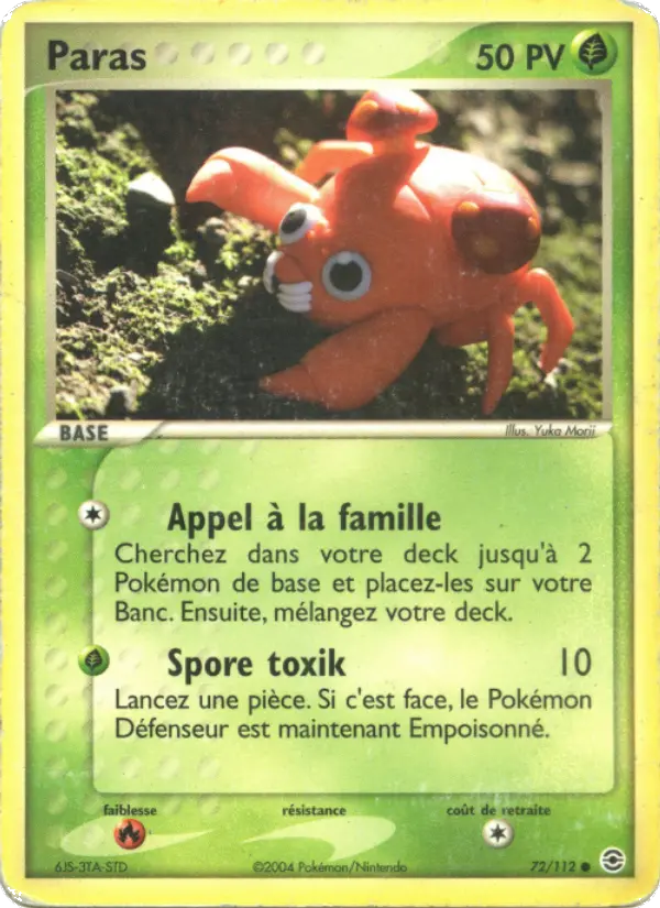 Scan HD carte Pokémon Paras 72/112 — EX Rouge Feu & Vert Feuille
