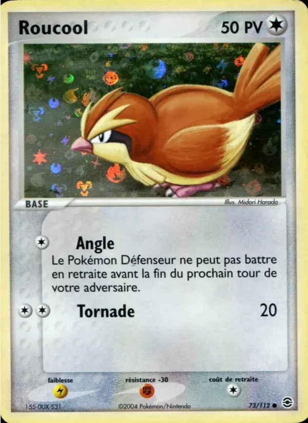 Scan HD carte Pokémon Roucool 73/112 — EX Rouge Feu & Vert Feuille