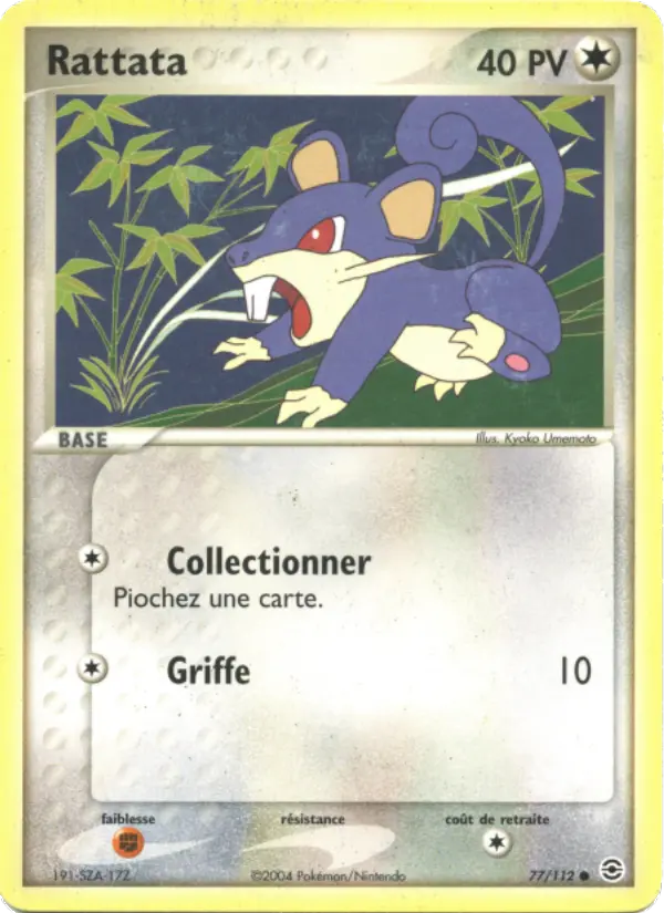 Scan HD carte Pokémon Rattata 77/112 — EX Rouge Feu & Vert Feuille