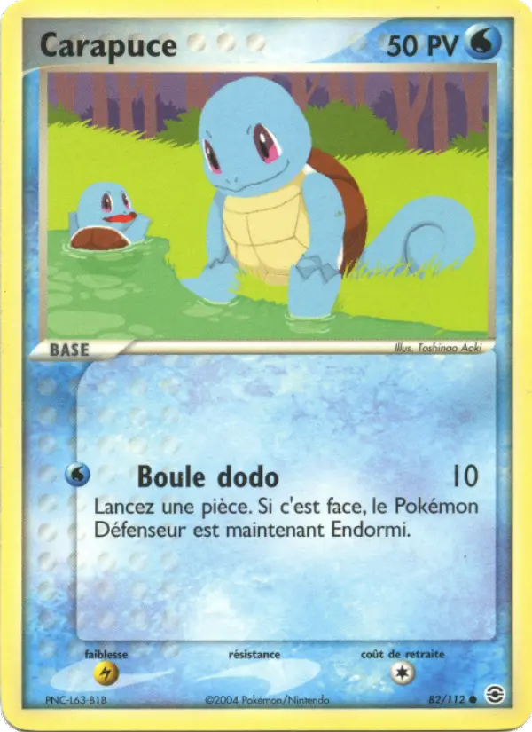 Scan HD carte Pokémon Carapuce 82/112 — EX Rouge Feu & Vert Feuille