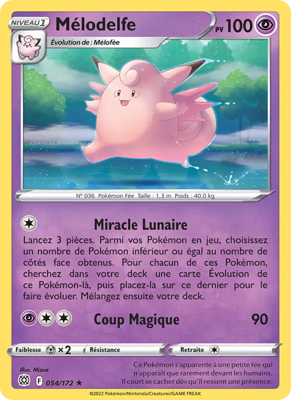 Scan HD carte Pokémon Mélodelfe 054/172 — Stars Étincelantes
