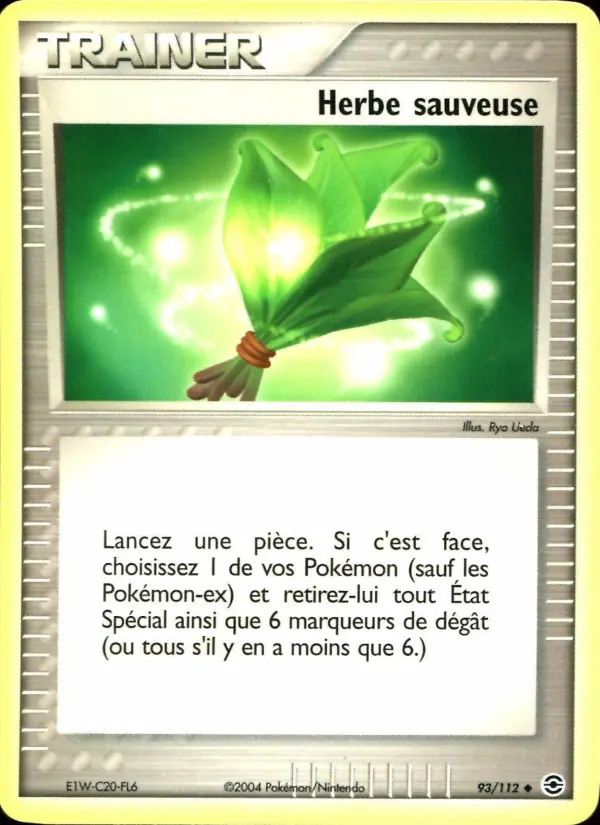Scan HD carte Pokémon Herbe sauveuse 93/112 — EX Rouge Feu & Vert Feuille