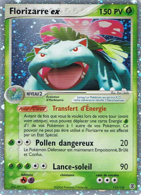 Scan HD carte Pokémon Florizarre ex 112/112 — EX Rouge Feu & Vert Feuille
