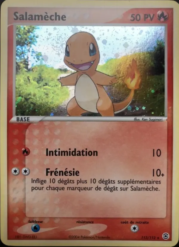 Scan HD carte Pokémon Salamèche 113/112 — EX Rouge Feu & Vert Feuille