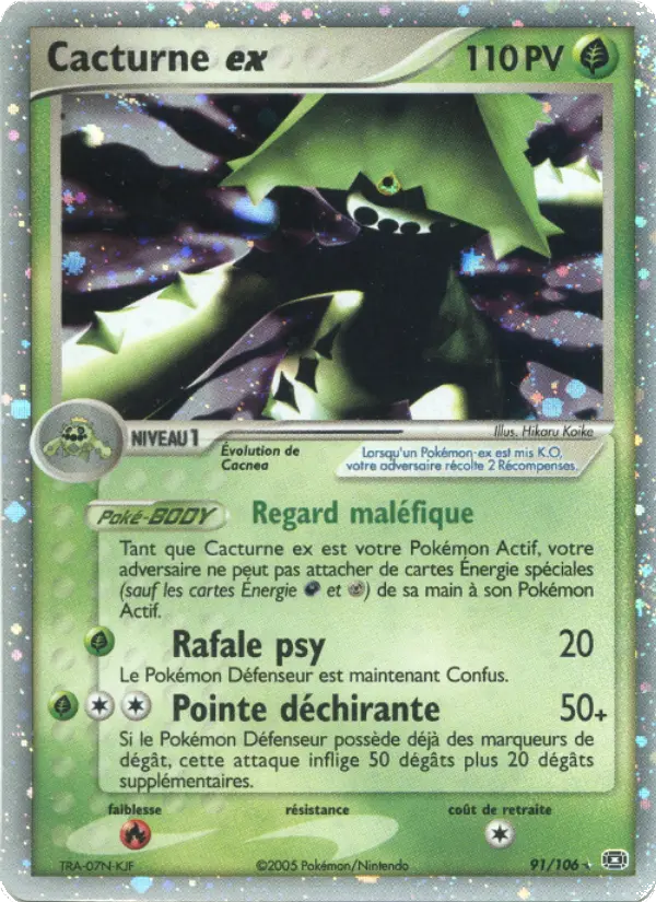 Scan HD carte Pokémon Cacturne ex 91/106 — EX Émeraude