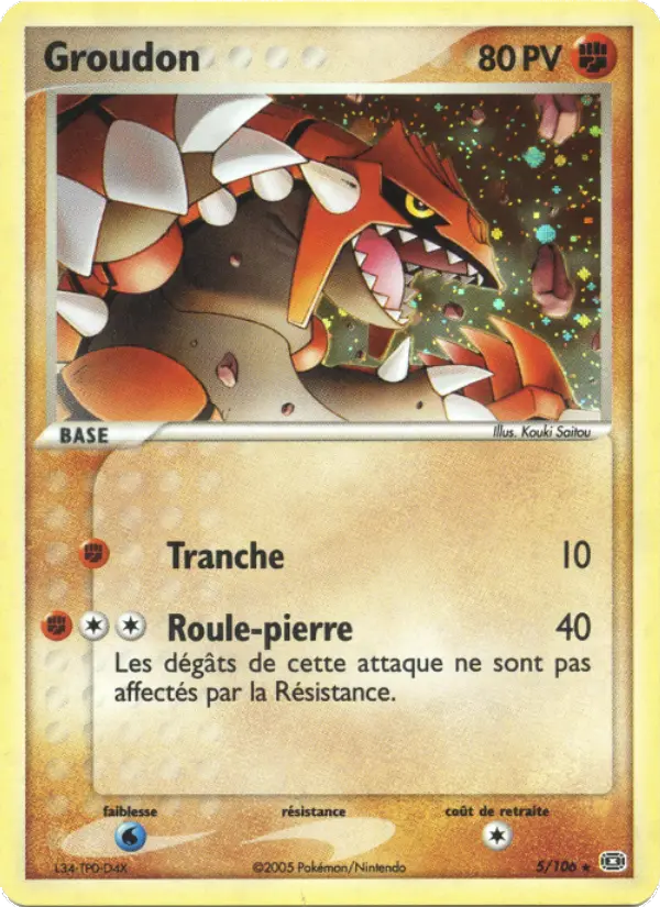 Scan HD carte Pokémon Groudon 5/106 — EX Émeraude
