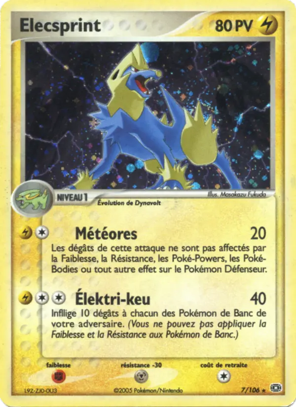 Scan HD carte Pokémon Elecsprint 7/106 — EX Émeraude