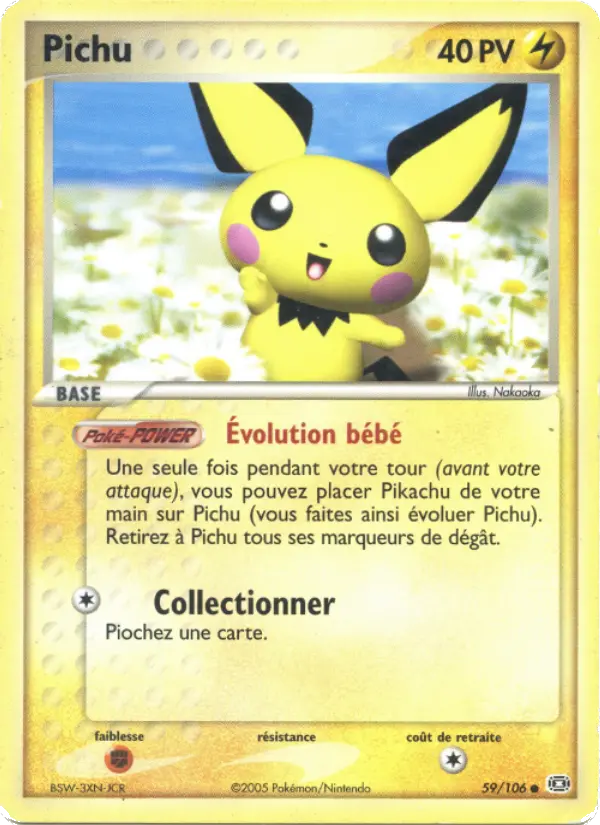 Scan HD carte Pokémon Pichu 59/106 — EX Émeraude