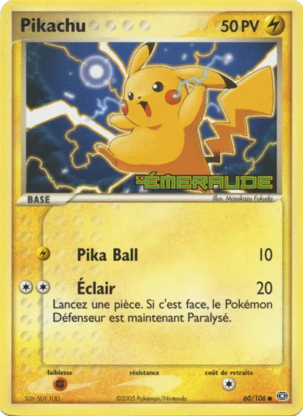 Scan HD carte Pokémon Pikachu 60/106 — EX Émeraude
