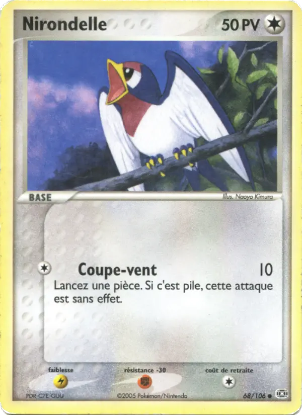 Scan HD carte Pokémon Nirondelle 68/106 — EX Émeraude