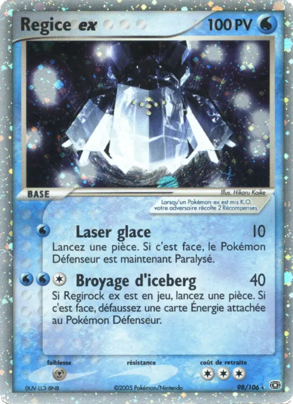 Scan HD carte Pokémon Regice ex 98/106 — EX Émeraude