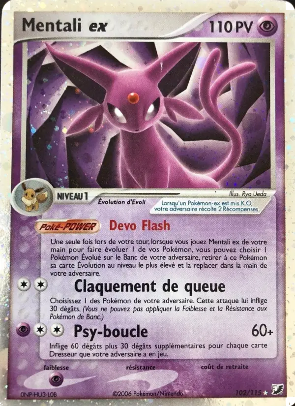 Scan HD carte Pokémon Mentali ex 102/115 — EX Forces Cachées