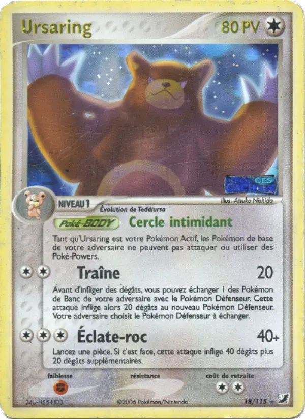 Scan HD carte Pokémon Ursaring 18/115 — EX Forces Cachées