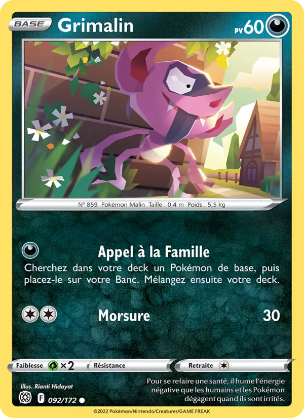 Scan HD carte Pokémon Grimalin 092/172 — Stars Étincelantes