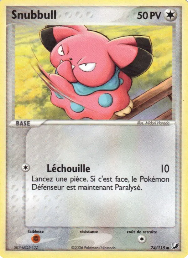 Scan HD carte Pokémon Snubbull 74/115 — EX Forces Cachées