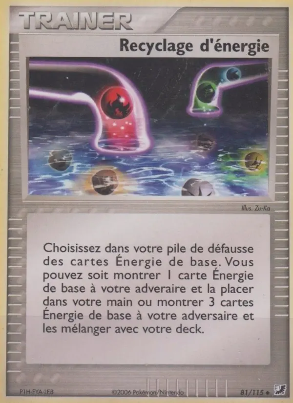 Scan HD carte Pokémon Recyclage d'énergie 81/115 — EX Forces Cachées