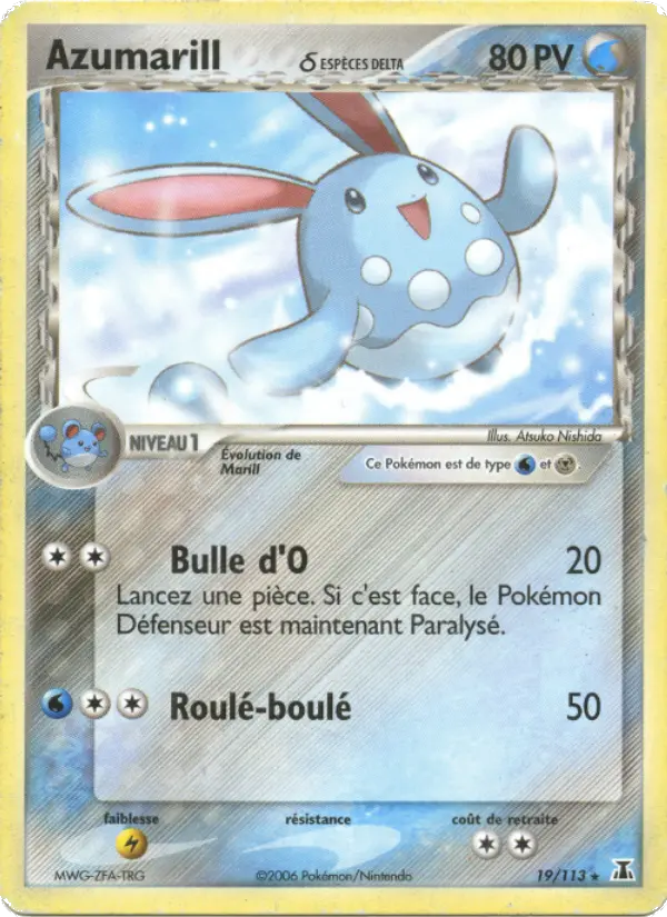 Scan HD carte Pokémon Azumarill δ 19/113 — EX Espèces Delta