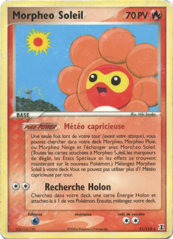Scan HD carte Pokémon Morpheo Soleil 31/113 — EX Espèces Delta