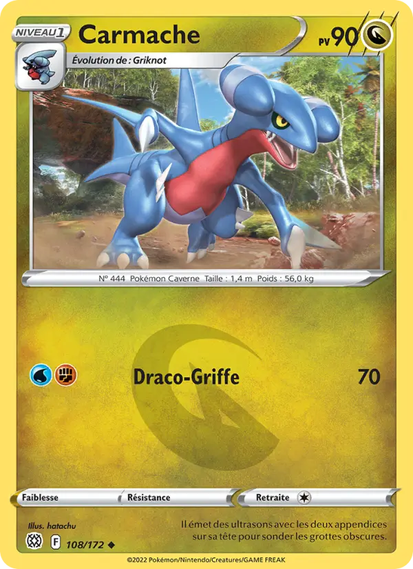 Scan HD carte Pokémon Carmache 108/172 — Stars Étincelantes