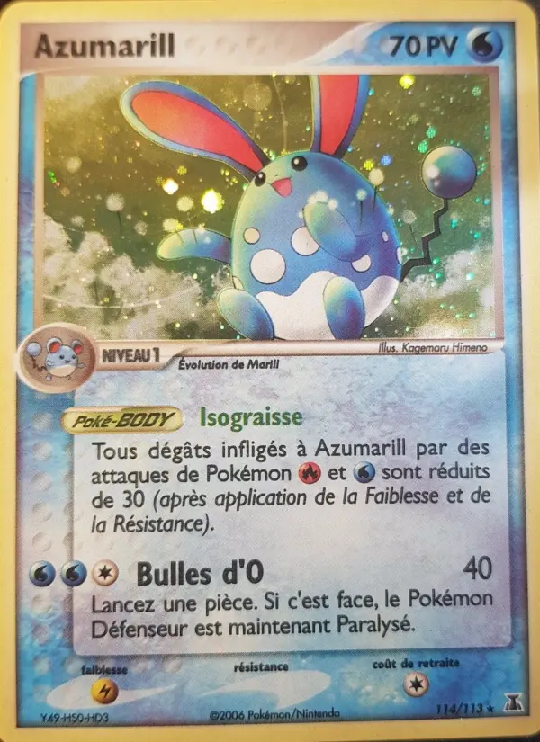 Scan HD carte Pokémon Azumarill 114/113 — EX Espèces Delta