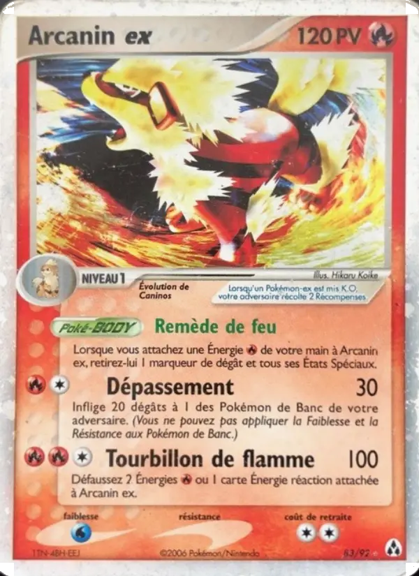 Scan HD carte Pokémon Arcanin ex 83/92 — EX Créateurs de légendes