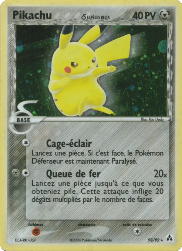 Scan HD carte Pokémon Pikachu δ 93/92 — EX Créateurs de légendes