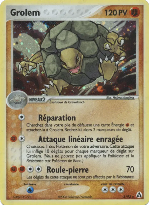 Scan HD carte Pokémon Grolem 6/92 — EX Créateurs de légendes
