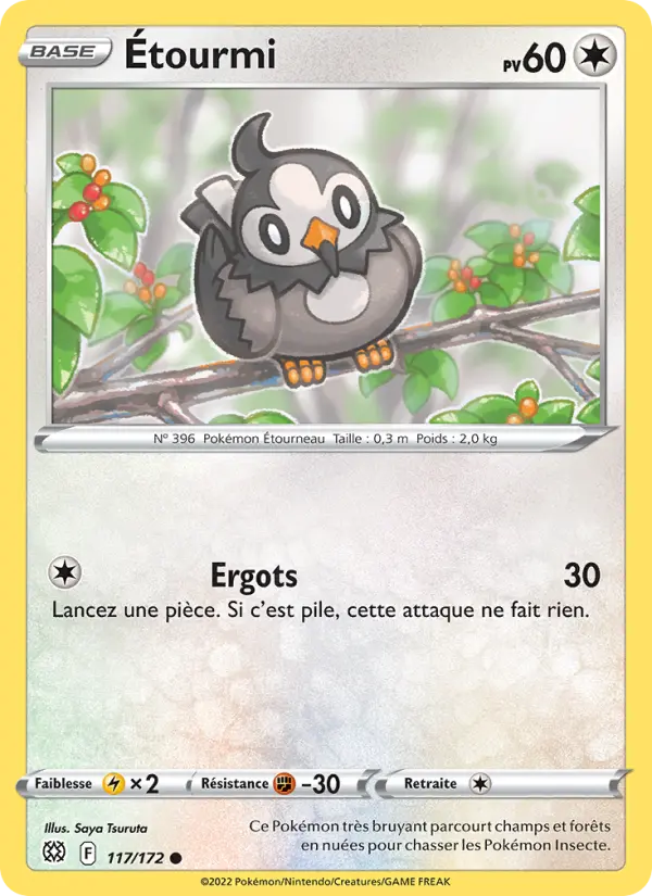 Scan HD carte Pokémon Étourmi 117/172 — Stars Étincelantes
