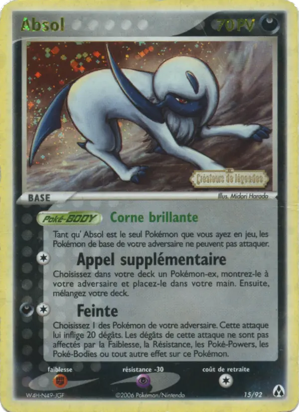 Scan HD carte Pokémon Absol 15/92 — EX Créateurs de légendes