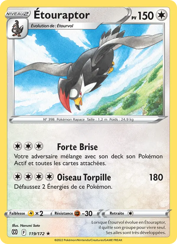 Scan HD carte Pokémon Étouraptor 119/172 — Stars Étincelantes