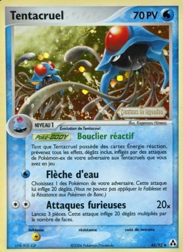 Scan HD carte Pokémon Tentacruel 45/92 — EX Créateurs de légendes
