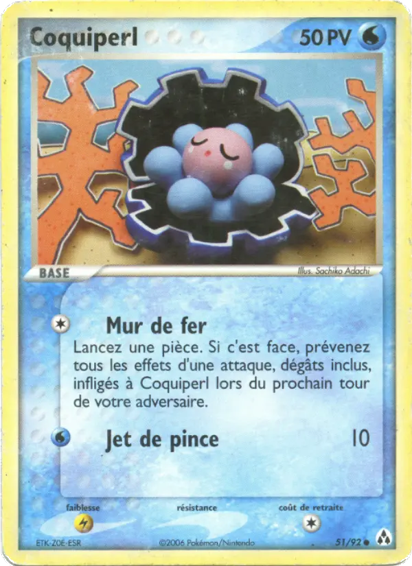 Scan HD carte Pokémon Coquiperl 51/92 — EX Créateurs de légendes
