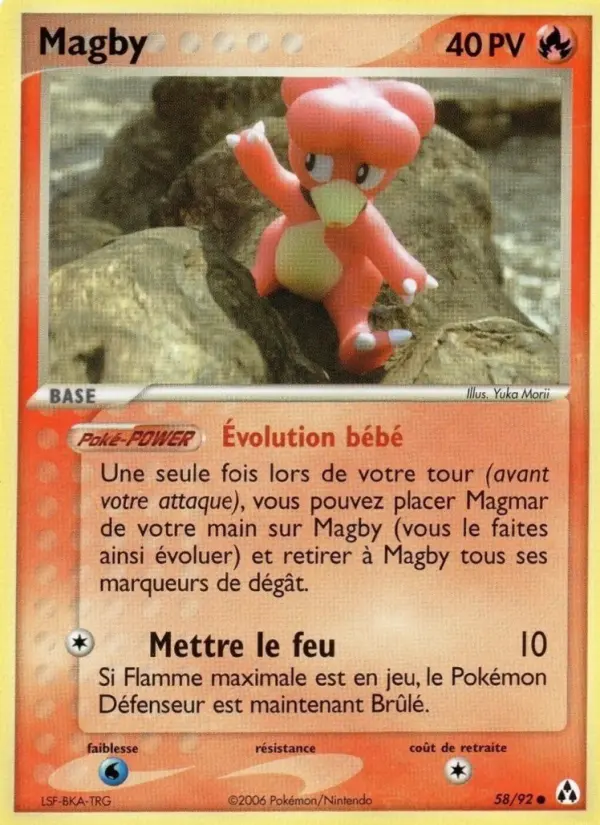 Scan HD carte Pokémon Magby 58/92 — EX Créateurs de légendes