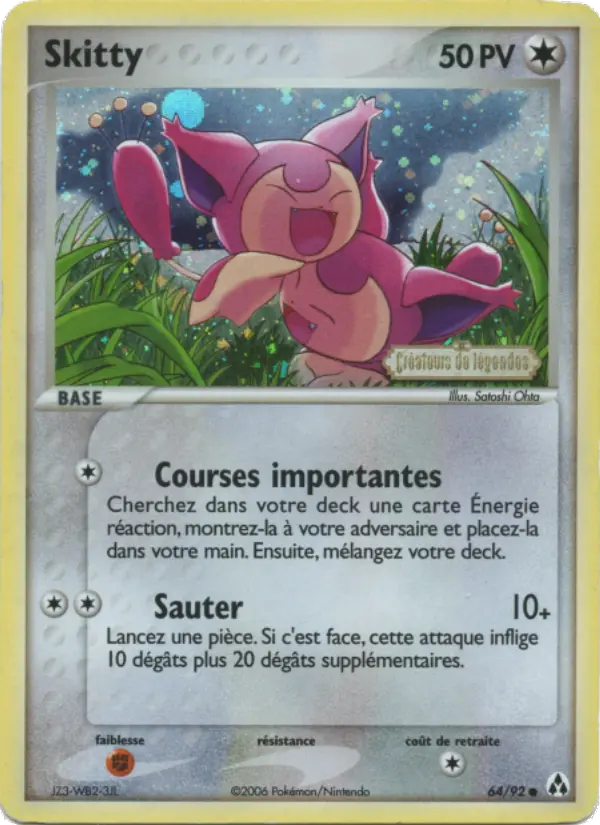 Scan HD carte Pokémon Skitty 64/92 — EX Créateurs de légendes