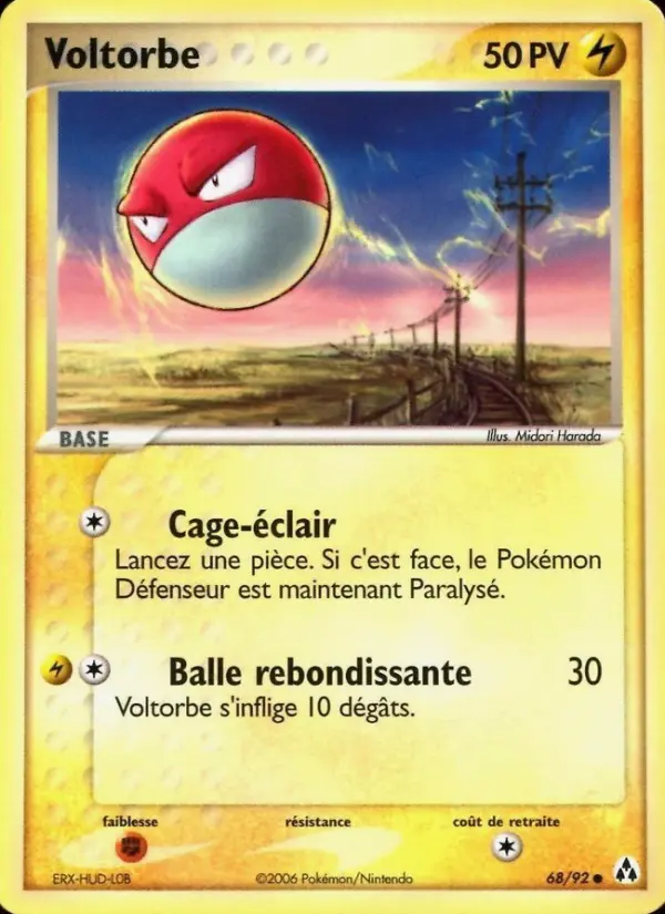 Scan HD carte Pokémon Voltorbe 68/92 — EX Créateurs de légendes