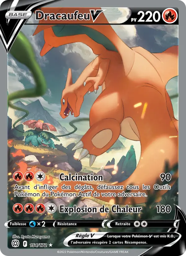 Scan HD carte Pokémon Dracaufeu V 154/172 — Stars Étincelantes