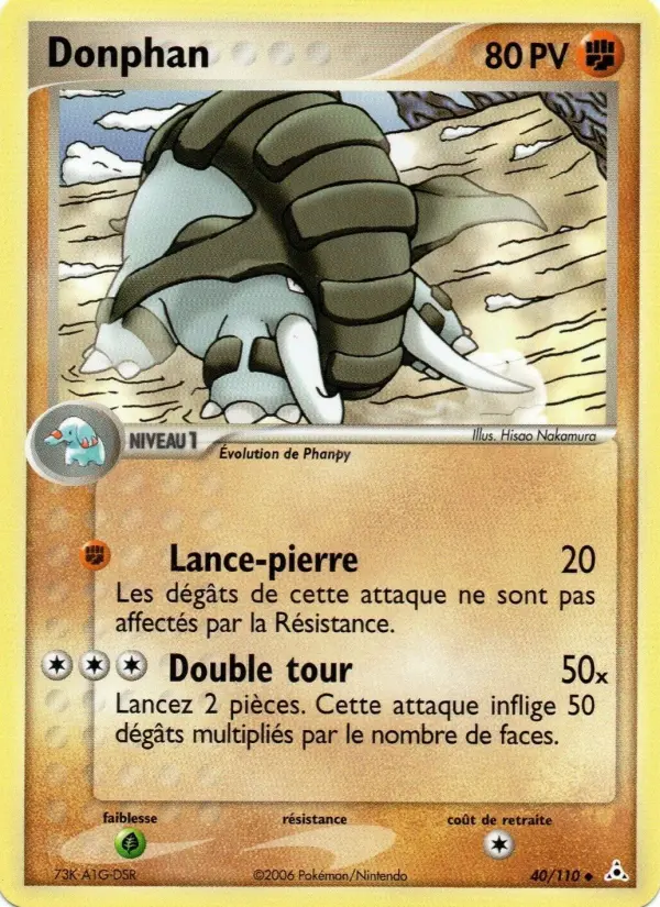 Scan HD carte Pokémon Donphan 40/110 — EX Fantômes Holon