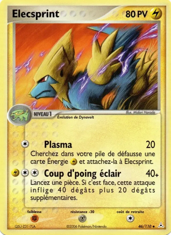 Scan HD carte Pokémon Elecsprint 46/110 — EX Fantômes Holon