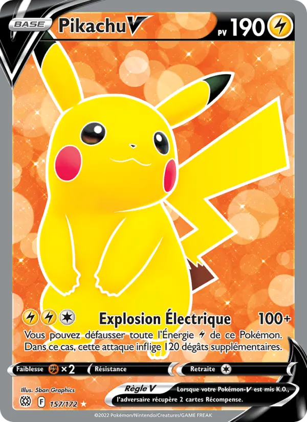 Scan HD carte Pokémon Pikachu V 157/172 — Stars Étincelantes